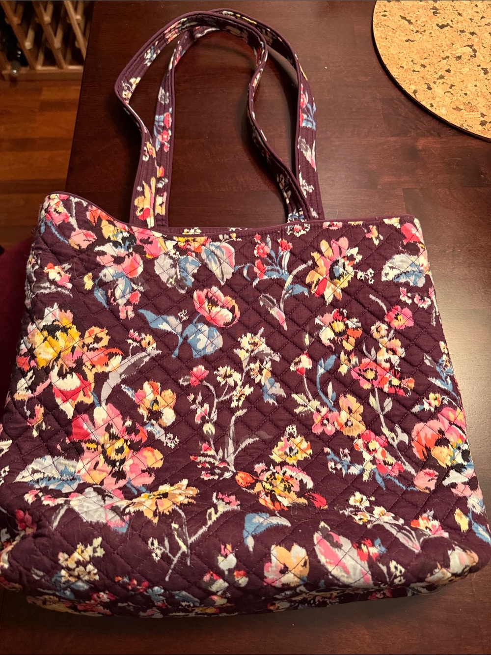 Vera Bradley Quilted Floral Tote in Plum Multi
